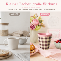RICE Melaminbecher „Check Me Out“ 250 ml – kariert in Rosa/Braun