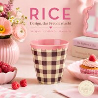 RICE Melaminbecher „Check Me Out“ 250 ml – kariert in Rosa/Braun