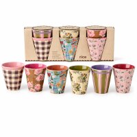 RICE Melaminbecher 6er Set Bon Vivant Design – 250 ml, bunt, BPA-frei & spülmaschinenfest