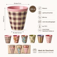 RICE Melaminbecher 6er Set Bon Vivant Design – 250 ml, bunt, BPA-frei & spülmaschinenfest