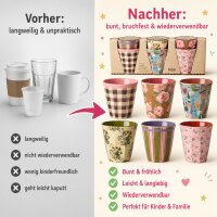 RICE Melaminbecher 6er Set Bon Vivant Design – 250 ml, bunt, BPA-frei & spülmaschinenfest