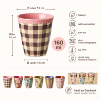 RICE Melaminbecher 6er Set Bon Vivant – kleine Becher 160 ml, BPA-frei & spülmaschinenfest
