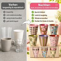 RICE Melaminbecher 6er Set Bon Vivant – kleine Becher 160 ml, BPA-frei & spülmaschinenfest