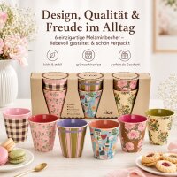 RICE Melaminbecher 6er Set Bon Vivant – kleine Becher 160 ml, BPA-frei & spülmaschinenfest