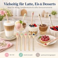 RICE Melamin Latte-Löffel 6er Set mit Herz Print – lange Dessertlöffel 22 cm