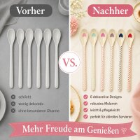 RICE Melamin Latte-Löffel 6er Set mit Herz Print – lange Dessertlöffel 22 cm