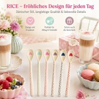 RICE Melamin Latte-Löffel 6er Set mit Herz Print – lange Dessertlöffel 22 cm