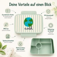 RICE Kunststoff Lunchbox mit 6 Fächern Earth Print – Brotdose für Schule, Kita & Ausflüge
