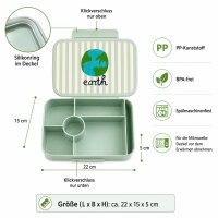 RICE Kunststoff Lunchbox mit 6 Fächern Earth Print – Brotdose für Schule, Kita & Ausflüge