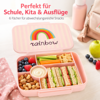 RICE Lunchbox Rainbow rosa mit 6 Fächern