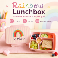 RICE Lunchbox Rainbow rosa mit 6 Fächern