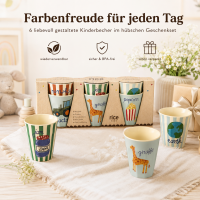 RICE Kids Melaminbecher 6er Set ABC Print Jungs – 160 ml, BPA-frei & spülmaschinenfest