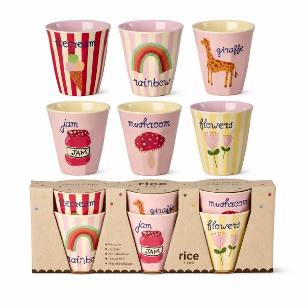 Melamin Kinderbecher Set 160ml Bunt Pastell - kleine Becher für Kinder