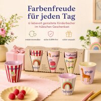 RICE Kids Melaminbecher 6er Set ABC Print Mädchen – 160 ml, BPA-frei & spülmaschinenfest