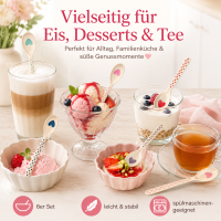 RICE Melamin Teelöffel 6er Set mit Herz Print – bunte Dessertlöffel 14 cm
