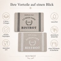 Bistrot Tischsets 2er Set – abwaschbare Platzsets 43 x 28 cm