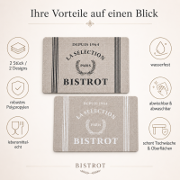 Bistrot Tischsets 2er Set – abwaschbare Platzsets 43 x 28 cm