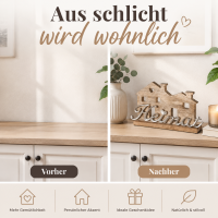 Boltze Home Holzaufsteller Heimat aus Mangoholz mit Metall-Schriftzug