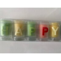 OUTLET - RESTPOSTEN - 24 Kerzen im Glas - Happy Birthday - 13 einzelne Kerzen im Glas, Größe H/Ø: ca. 5 x 3 cm