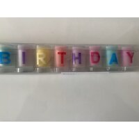 OUTLET - RESTPOSTEN - 24 Kerzen im Glas - Happy Birthday - 13 einzelne Kerzen im Glas, Größe H/Ø: ca. 5 x 3 cm