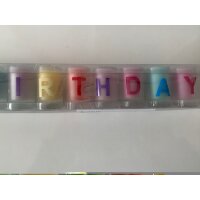 OUTLET - RESTPOSTEN - 24 Kerzen im Glas - Happy Birthday - 13 einzelne Kerzen im Glas, Größe H/Ø: ca. 5 x 3 cm