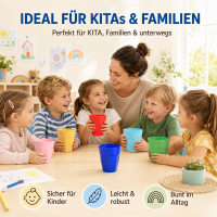 Melamin Becher Set bunt robust für entspannten Familienalltag