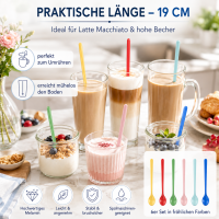 Latte Löffel Set 6er bunt lang für Kaffee & Dessert