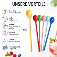 Latte Löffel Set 6er bunt lang für Kaffee & Dessert
