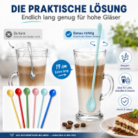 Latte Löffel Set 6er bunt lang für Kaffee & Dessert