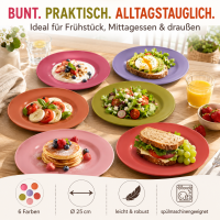 Melamin Teller Set 6er farbenfroh für Alltag & Outdoor