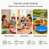Melamin Teller Set Bunt 6er Set leicht für Alltag & draußen