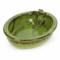 Vogeltränke Keramik oval mit Frosch für...