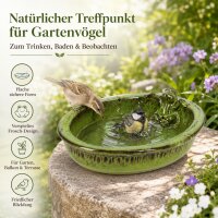 Vogeltränke Keramik oval mit Frosch für friedliche Gartenmomente