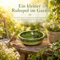 Vogeltränke Keramik oval mit Frosch für friedliche Gartenmomente