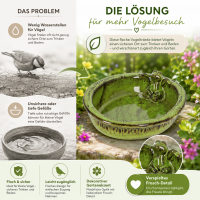 Vogeltränke Keramik oval mit Frosch für friedliche Gartenmomente