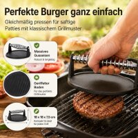 Hamburgerpresse Gusseisen mit Grillmuster für perfekte Burger