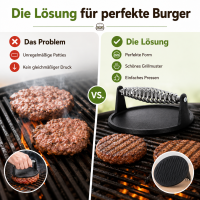 Hamburgerpresse Gusseisen mit Grillmuster für perfekte Burger
