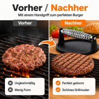 Hamburgerpresse Gusseisen mit Grillmuster für perfekte Burger