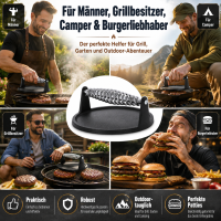 Hamburgerpresse Gusseisen mit Grillmuster für perfekte Burger