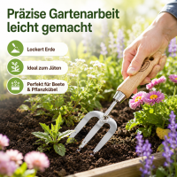 Handgabel Garten mit Holzgriff für präzise Beetpflege