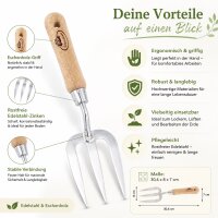 Handgabel Garten mit Holzgriff für präzise Beetpflege