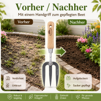 Handgabel Garten mit Holzgriff für präzise Beetpflege