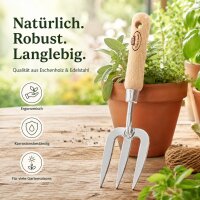 Handgabel Garten mit Holzgriff für präzise Beetpflege