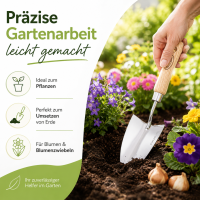 Blumenkelle Holzgriff mit Edelstahlblatt für leichtes Pflanzen