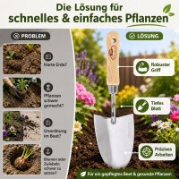 Blumenkelle Holzgriff mit Edelstahlblatt für leichtes Pflanzen