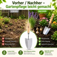 Blumenkelle Holzgriff mit Edelstahlblatt für leichtes Pflanzen