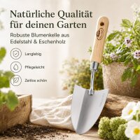 Blumenkelle Holzgriff mit Edelstahlblatt für leichtes Pflanzen