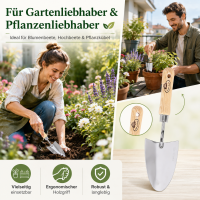 Blumenkelle Holzgriff mit Edelstahlblatt für leichtes Pflanzen