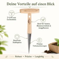 Pflanzholz mit Tiefenmarkierungen für präzises Pflanzen