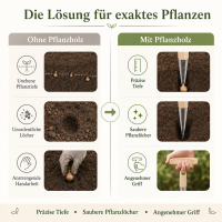 Pflanzholz mit Tiefenmarkierungen für präzises Pflanzen